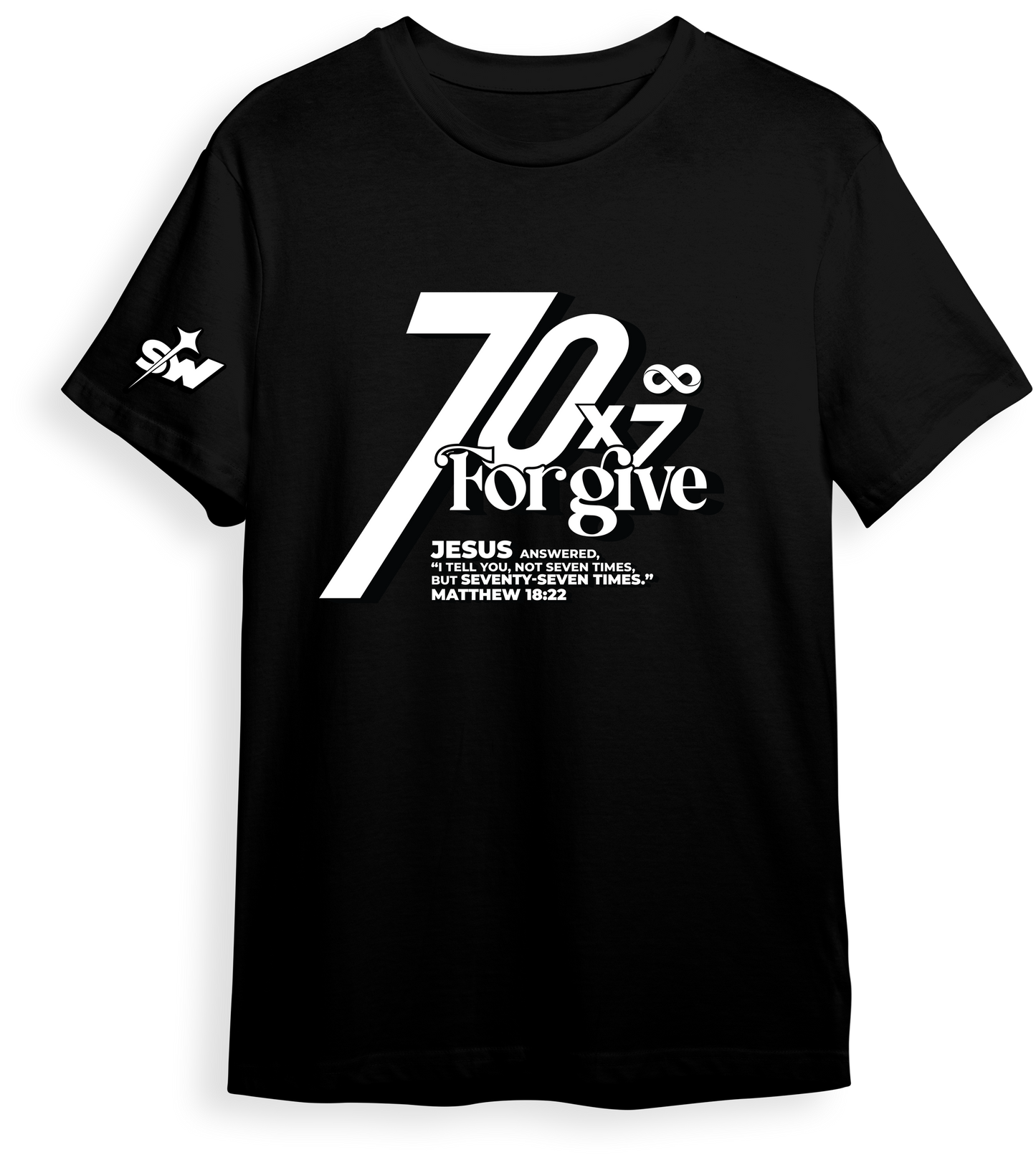 70x7 : Matthew 18:22 | Regular T-shirt | Black