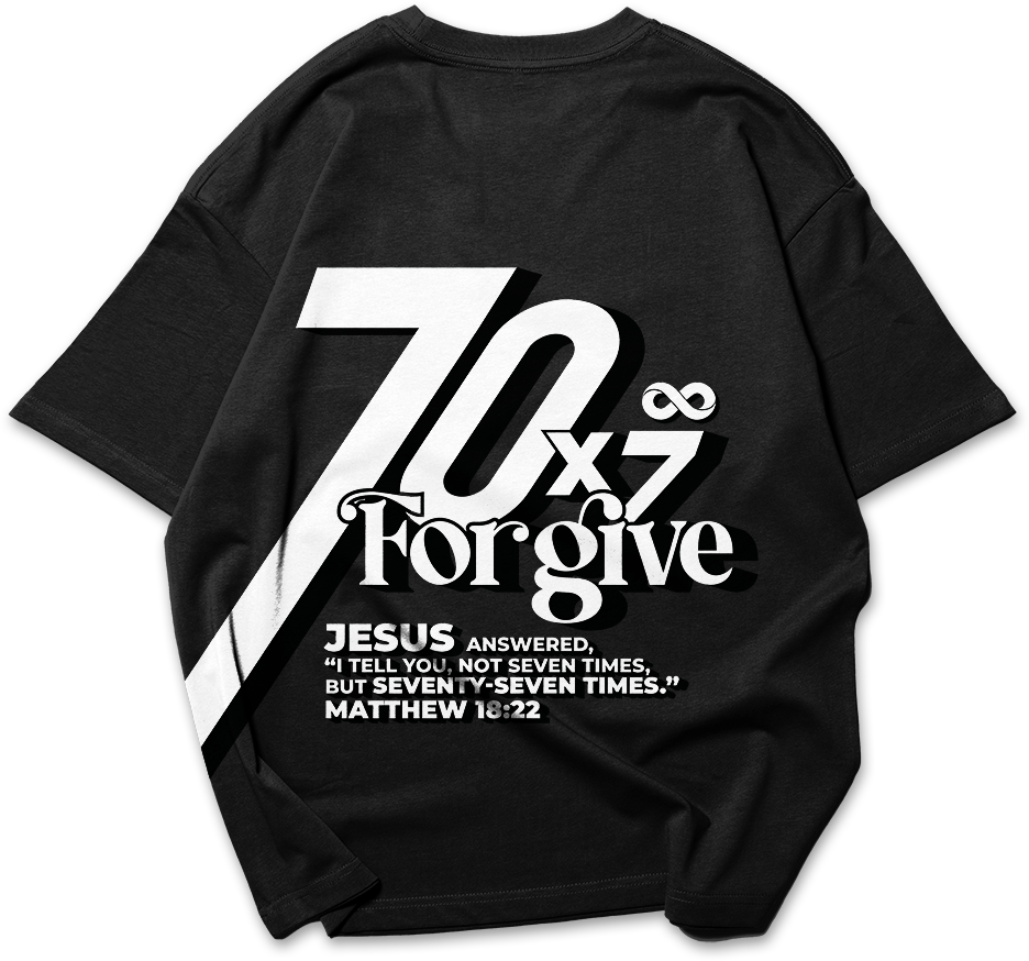 70x7 : Matthew 18:22 | Oversized T-shirt | Black