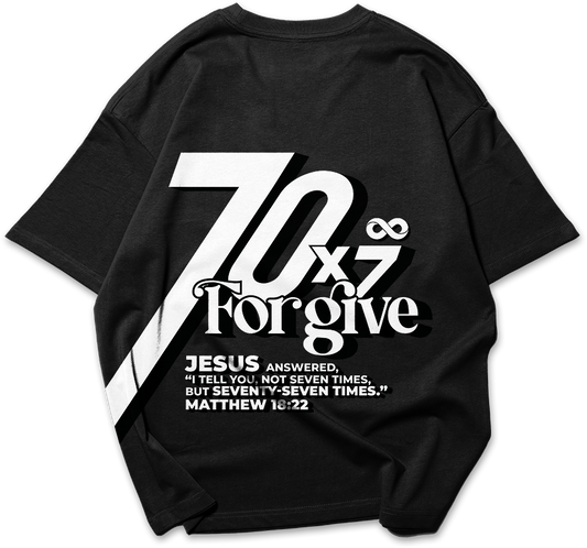 70x7 : Matthew 18:22 | Oversized T-shirt | Black